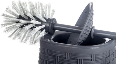 Furçë tualeti Rattan WC Brush Ash, plastikë rezistente, me enë dhe kapak, ngjyrë hiri
