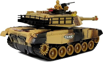 Lodër tank me telekomandë Leantoys, R/C 2.4GHz, efekte drite dhe tingulli, i verdhë kamuflazh