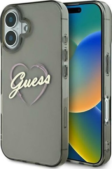 Mbulesë telefoni Guess GUHCP16MHCHGSPK IML Heart, për iPhone 16 Plus 6.7", hardcase TPU PC, e zezë
