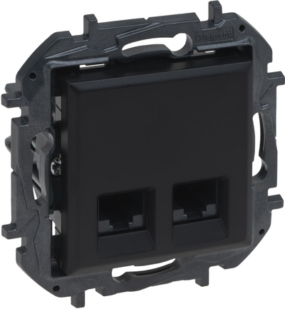 Мрежна приклучница NILS 2xRJ45, Cat 5e, UTP, црна