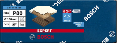Letër gërryese Bosch Expert C470, 150mm, granulim 80, 50 copë