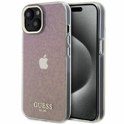 Futrollë telefoni Guess GUHCP15SHDECMP për iPhone 15 6.1", hardcase IML Faceted Mirror, rozë