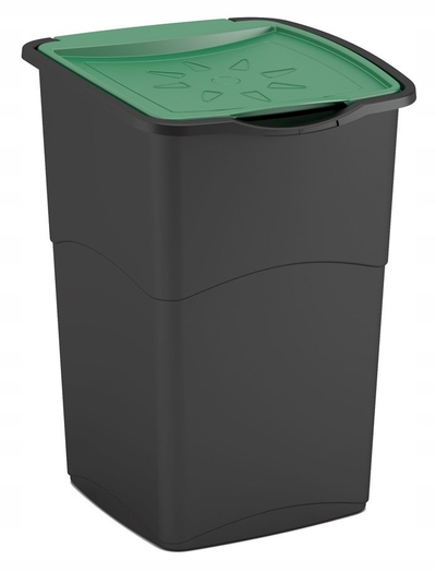 Kosh plehrash Curver KORAL, 47L, plastik, gri me kapak të gjelbër