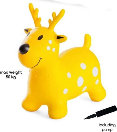 Lodër kërcyse BS Toys Skippy Deer, 50 cm, plastike, e verdhë