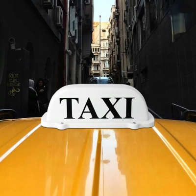 Tabelë ndriçuese TAXI me LED, 12V, me kupa thithëse, e bardhë