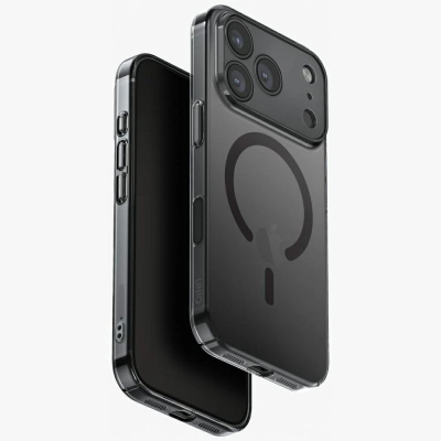 Mbulese telefoni Uniq Airsuit për iPhone 17 Pro, Magclick, transparente me të zezë