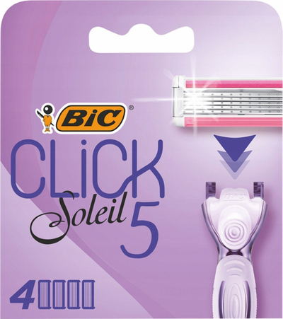 Refill për briskat BIC Click 5 Soleil, 3 tehe që lëvizin, 4 koka, ngjyrë vjollcë