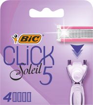 Refill për brisqe BIC Click 5 Soleil, 3 tehe lëvizëse, 4 kartridha, vjollcë