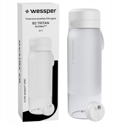 Shishe uji me filter Wessper B2 TRITAN Actitex, 700ml, e bardhë