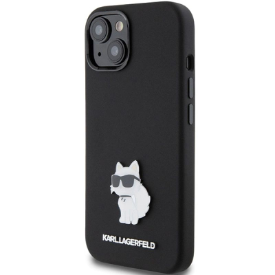 Këse telefoni Karl Lagerfeld KLHCP15MSMHCNPK, silikon, për iPhone 15 Plus 14 Plus 6.7", e zezë