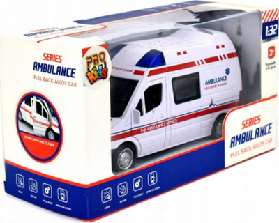 Autoambulancë metalike Pro Kids, 15cm, me drita edhe zëra, e bardhë