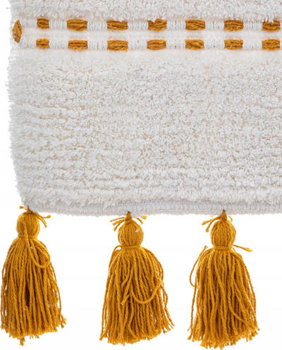 Tapet banjoje 5five Simply Smart POMPOM, pambuk 100%, 50 x 75 cm, i bardhë me të verdha në detaje