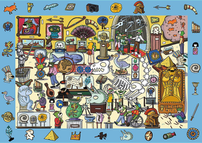 Puzzle me 100 copa Trefl Spy Guy Museum, lojë vëzhgimi, shumëngjyrësh