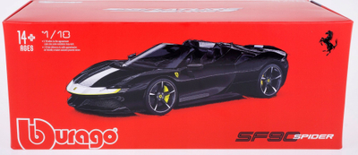 Maket makine BBurago Ferrari SF90 Stradale 2019, shkalla 1:18, metal, e zezë