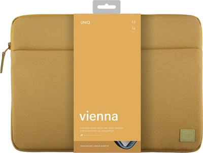 Çantë mbrojtëse laptopi Uniq Vienna, 14\", që s’e merr uji, e verdhë