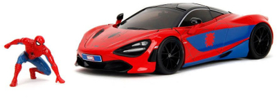 Makina lodër Spider Man McLaren 720S, die cast 1:24, me figurë, e kuqe