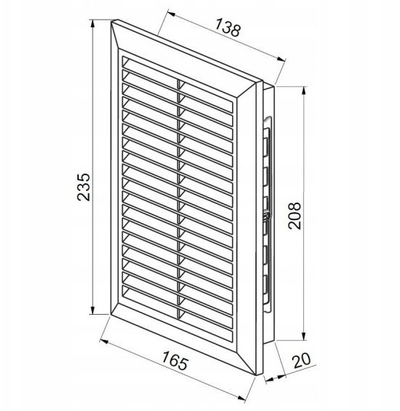 Grillë ventilimi Awenta T26SS, metal 140x210mm, përfundim satin, argjend