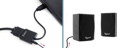 Adapter AV Gembird A HDMI në VGA, Jack 3.5mm, Full HD, i zi
