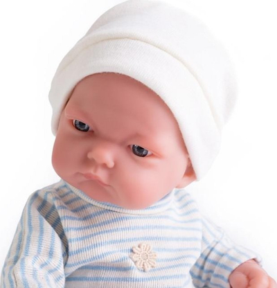 Kukull bebe Muñecas Antonio Juan Pitu Child, me jastëk, rroba me ngjyrë të çelët