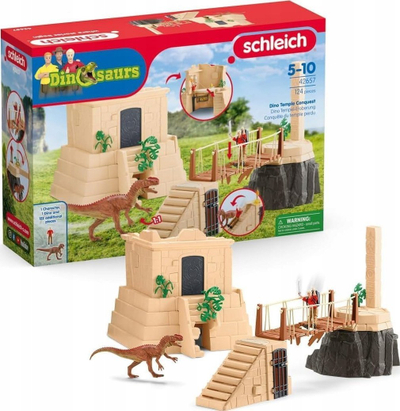 Set loje Schleich Dino Temple Conquest, dinosaurusë, tempull aventuresk, shumëngjyrësh