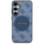 Maskë telefoni Guess 4G Round Patch Classic MagSafe për Samsung Galaxy S25 Plus, TPU PC lëkurë eko, blu