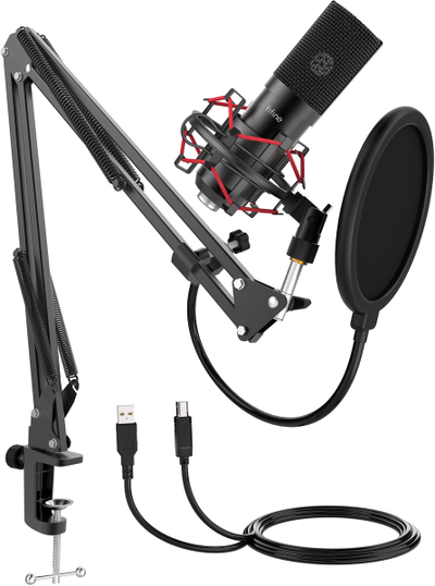 Mikrofon kondenzator Fifine T732, USB, me tripod, i zi