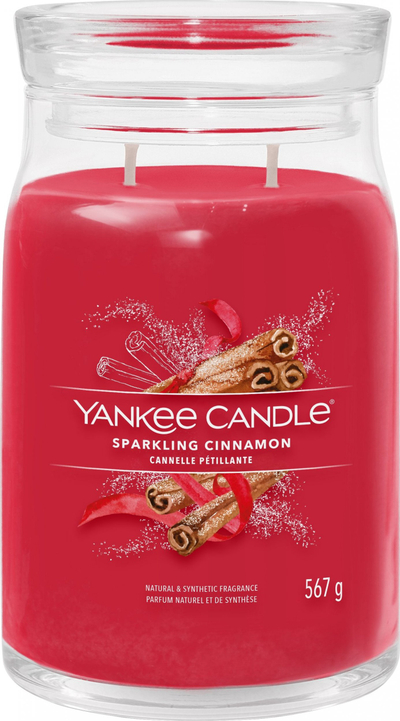 Qiri aromatik Yankee Candle Sparkling Cinnamon, 567g, 2 fitila, i kuq