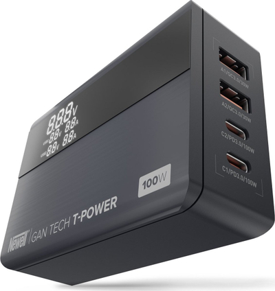 Karikues muri Newell GaN Tech T-power 100W, 2x USB C, USB A, i zi