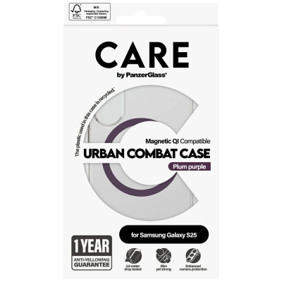 Futrollë CARE by PanzerGlass Urban Combat për Samsung Galaxy S25, me magnet QI, transparente, lejla