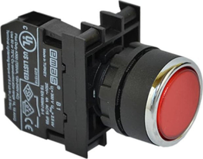 Buton komandues EMAS T0-B200DK, 1NC, 22mm, i kuq