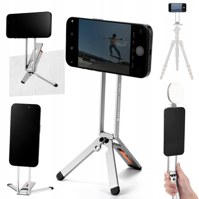 Tripod 3in1 Kf KF31.139S1, mbajtës magnetik MagSafe, për iPhone dhe telefona, ngjyrë argjendtë