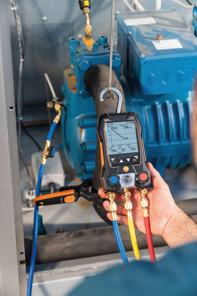 Manifold digjital Testo 550s 0564 5501, 2 rrugë, Bluetooth, ngjyrë zi me portokalli