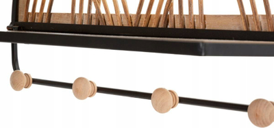 Raft muri me 4 varëse Mauro Ferretti Oporto, 46 x 15.5 x 30 cm, hekur dhe ratan, zi-kafe