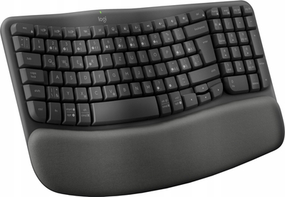 Tastierë Logitech Wave Keys, ergonomike, pa kabllo, gri grafit