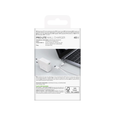 Karikues muri Puro Pro Lite, 45W, USB C, i bardhë