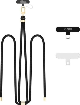 Rrip telefoni Tech-Protect C7S Rope Crossbody, i rregullueshëm, black gold