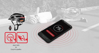 Helmet biçiklete e zgjuar Livall MT1, Bluetooth, me drita LED, gri me të zezë