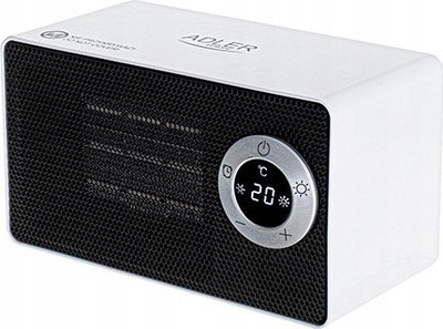 Керамички грејач со вентилатор Adler, 1000W, LCD екран, бел