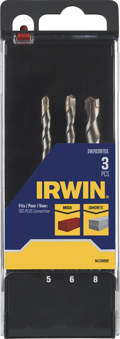 Set me stërvitse betoni Irwin SDS Plus, 3 copë, 5 6 8 mm, ngjyrë metalike