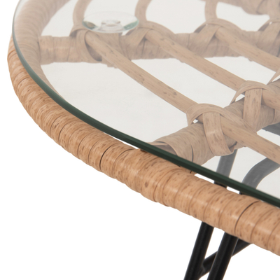 Tavolinë për kafe ovale për ambient të jashtëm Allegra 100×45×51,5 cm (HM5695.11), bezhë/ zezë