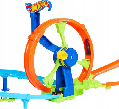 Set loje Hot Wheels Rapid Launch & Loop, pistë me loop, makina 1:64, shumëngjyrëshe