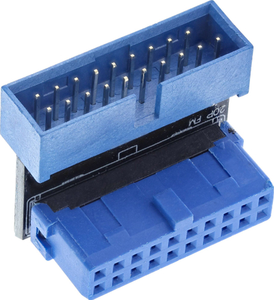 Adapter këndor InLine 19 pin USB 3.0, mashkull–femër, i zi