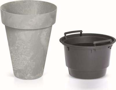 Vazo dekorative Prosperplast Cube Slim DCUS355E, 35cm, efekt betoni, gri concrete