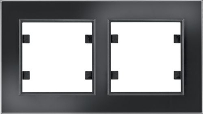 Kornizë xhami Hager Lumina Passion WL9221, 2 module horizontale, IP20, e zezë