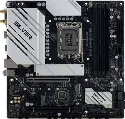 Pllakë amë Biostar B760M-SILVER, Intel B760, DDR5, e zezë argjendi
