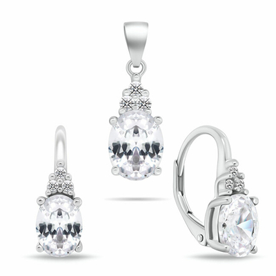 Set Pendant dhe vathë për femra Brilio Silver SET293W