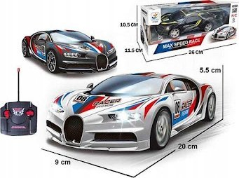 Makine sportive me telekomande R/C 1:20, per kalamoj, plastike, e zeze me detaje kuqe e blu