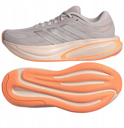 Atlete vrapimi Adidas Response 2 për femra, Cloudfoam+, rrjetë e frymëmarrshme, gri me portokalli