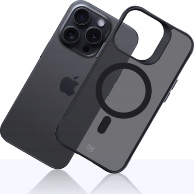 Kapak telefoni 3MK Smoke MagCase për iPhone 15 Pro Max 6.7", MagSafe, gjysmë i tejdukshëm, i errët