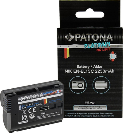 Bateri për kamerë Patona EN-EL15C Platinum, 2250mAh, Li-Ion, me USB-C